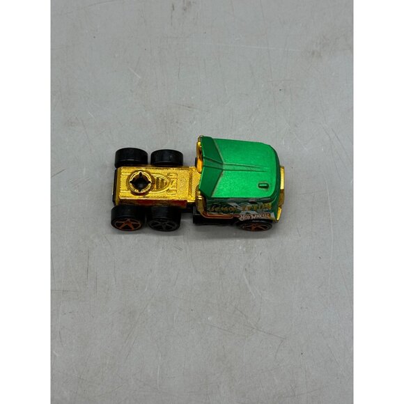 Hot Wheels Green & Gold Die-Cast Demolition Derby Truck With Black & Orange Whee - Picture 3 of 7